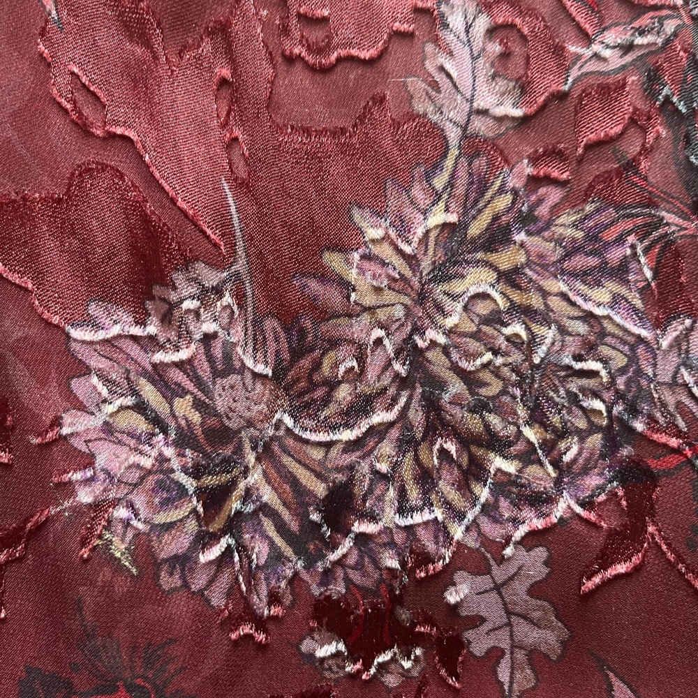 ETRO Silk Floral Button Down Shirt Semi-Sheer Wine colour Size 8 Like New - Picture 11 of 15